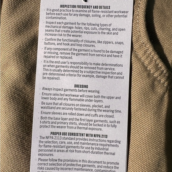 NWT Carhartt Fire Resistant Khaki Pants 2112 Cat 2 Size: 42/32 - Picture 7 of 14